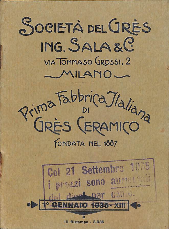 Società del Gres Ing Sala & C. Listino di prezzi correnti
